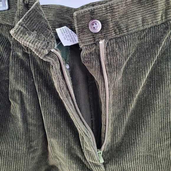 Talbots Womens Pants Corduroy Pleated Pockets Green Size 12 Vintage 1990's - Picture 2 of 7